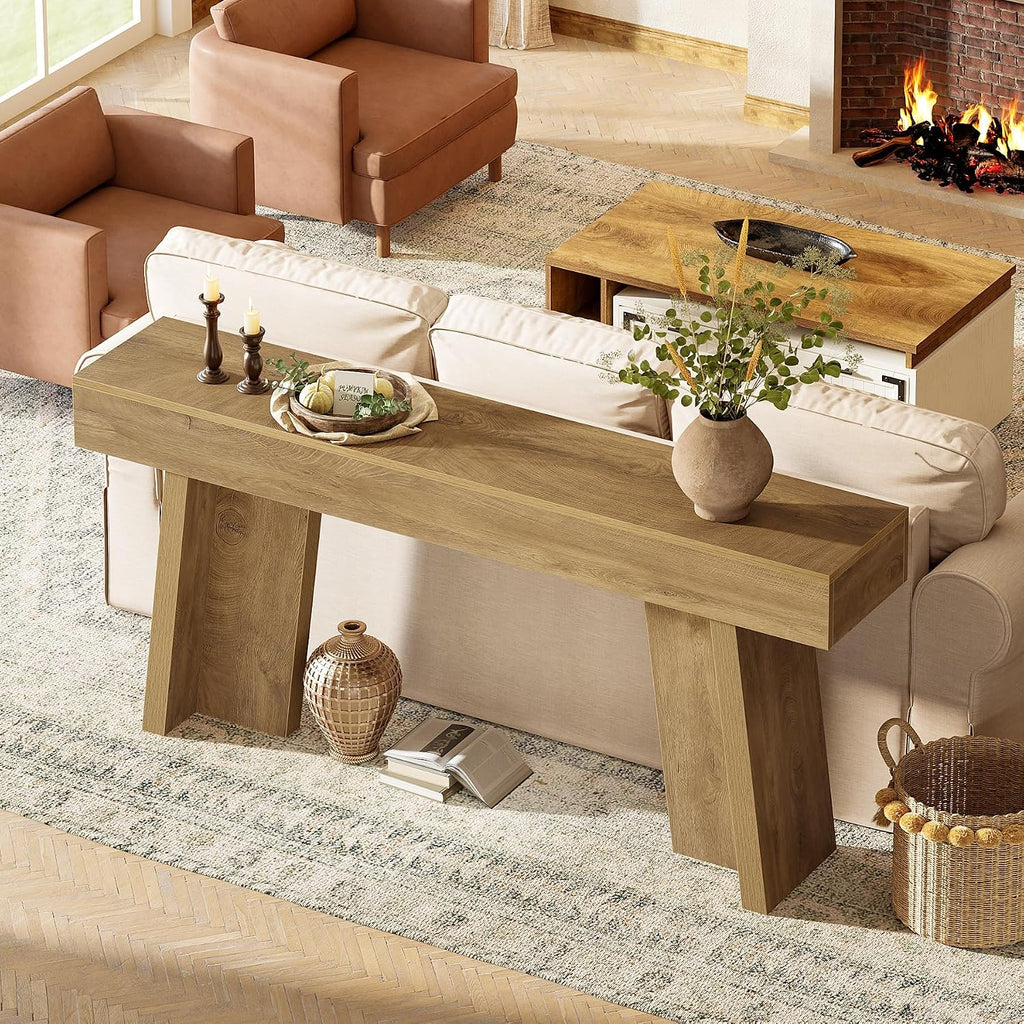 Tribesigns 70.9-Inch Long Console Table, Farmhouse Entryway Table Behind The Couch for Living Room, Hallway, Entrance, Foyer (Natural)