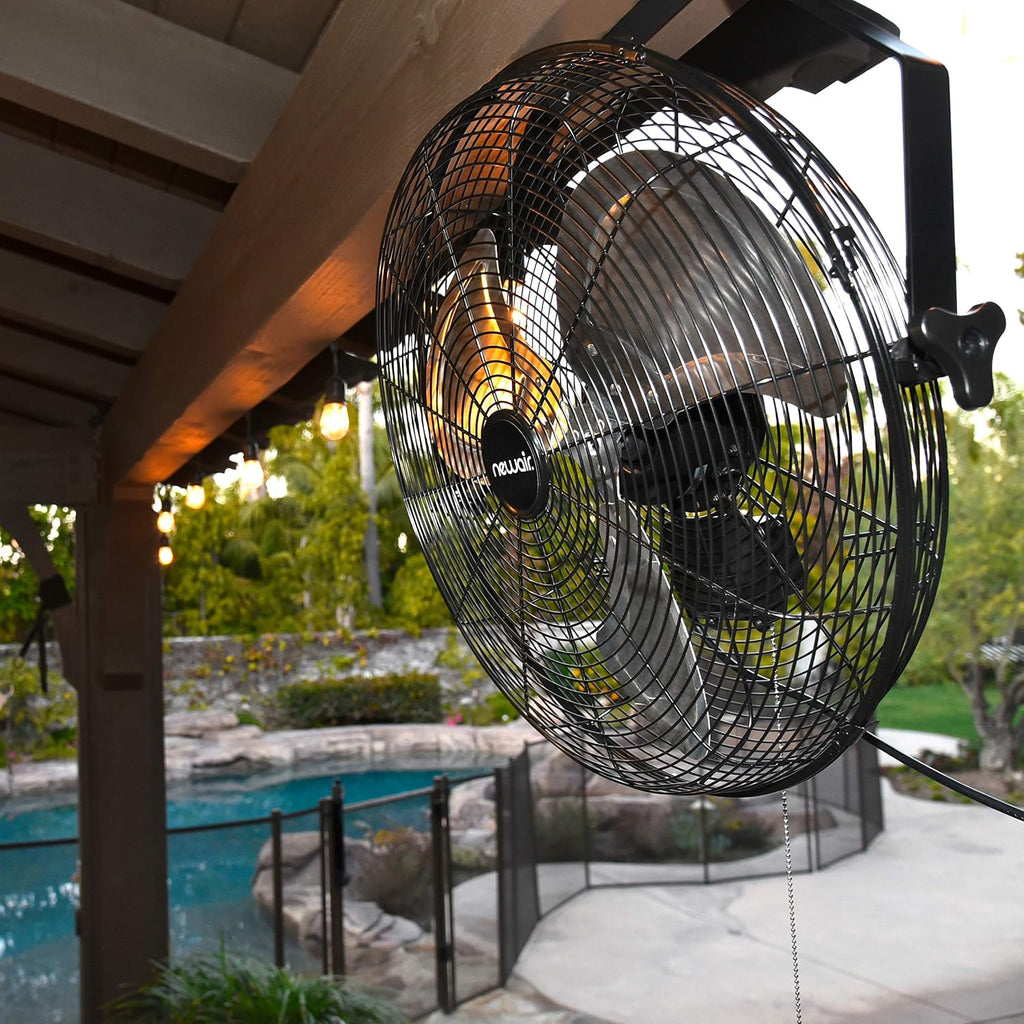 NewAir 20' High Velocity Outdoor Fan, Heavy Duty Waterproof 2-in-1 Floor Stand or Wall Mount Fan, Adjustable Tilt and 3 Speeds up to 4650 CFM | Wall Fan or Garage Fan for Indoor, Patio, Gym or Porch