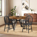 Christopher Knight Home Declan 5 Piece Wooden Dining Table Set for 4, Modern Dining Chairs Set of 4 and Table Set, Round Dining Table and Chair Set for Home/Apartment/Restaurant, Black+Brown