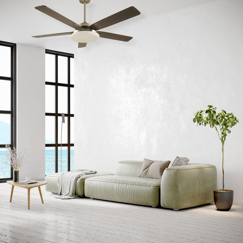 Good Housekeeping 63173-BN Adeline LED Indoor Ceiling Fan with Remote Control, Brushed Nickel, 52'
