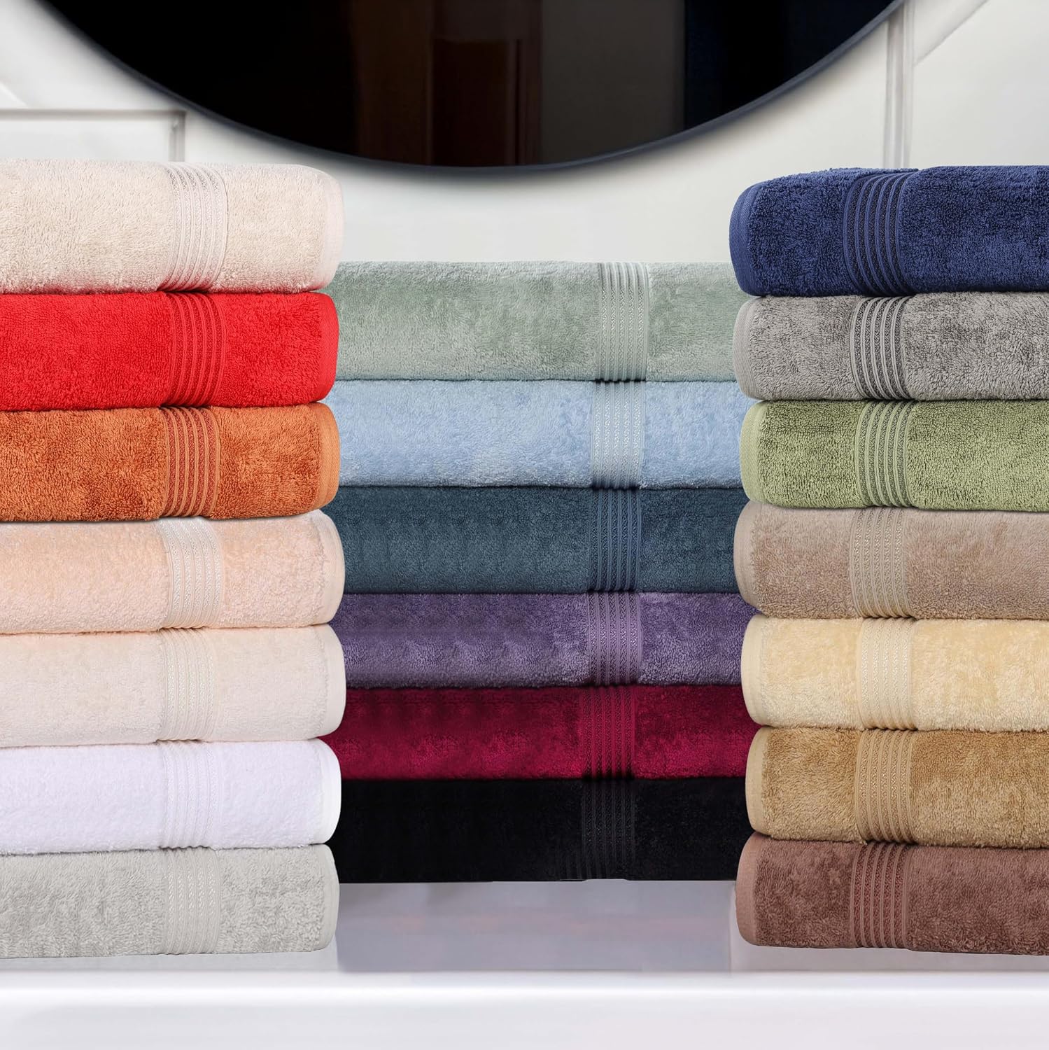 Superior Egyptian Cotton 9-Piece Towel Set, Assorted Towels for Home Bathroom, Guest Bath Decor Essentials, Includes 3 Bath, 3 Hand, 3 Face Towels/Washcloths, Quick Dry, Absorbent - Peach