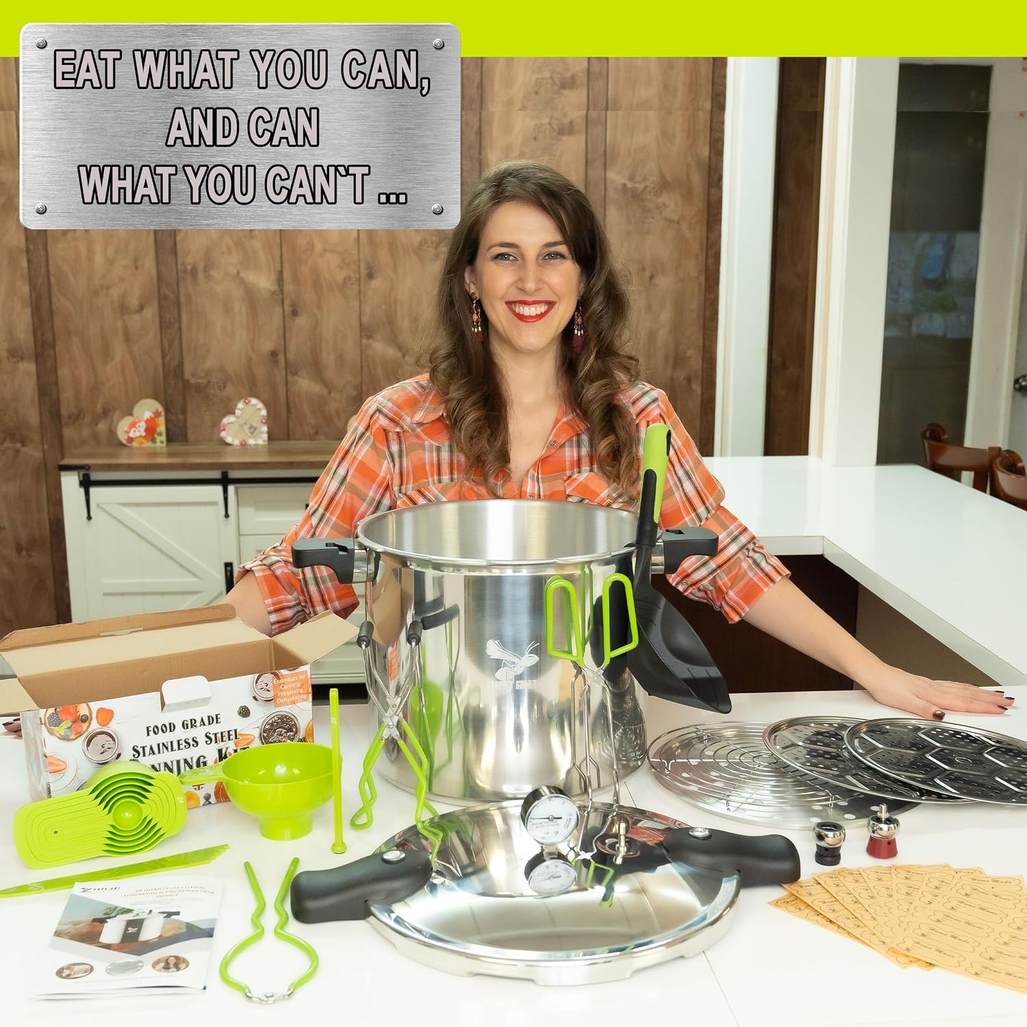 Supa Ant 23 Qt Canning Pot with Canning Supplies Starter Kit - Water Bath Pot with Rack and Lid - Jar Lifter, XL Ladle, Jar Tongs, and Bubble Popper