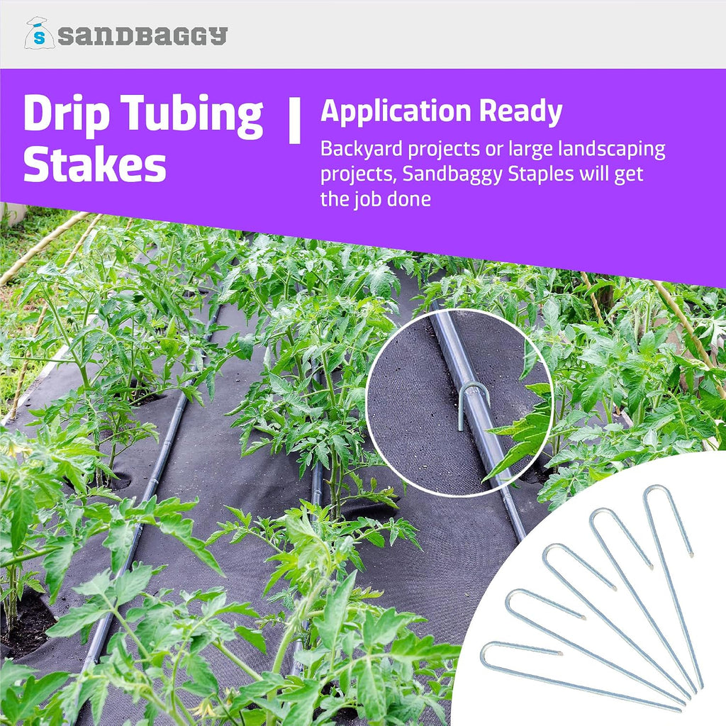 Sandbaggy 1500-Pack DRIP TUBING Stakes Landscape Staples | 5 inch Length - 11 Gauge Heavy Duty | Drip Anchors | Landscape Pins | Garden Lawn Nails | Designed to Hold Drip Tubing Up to 1/2' Diameter