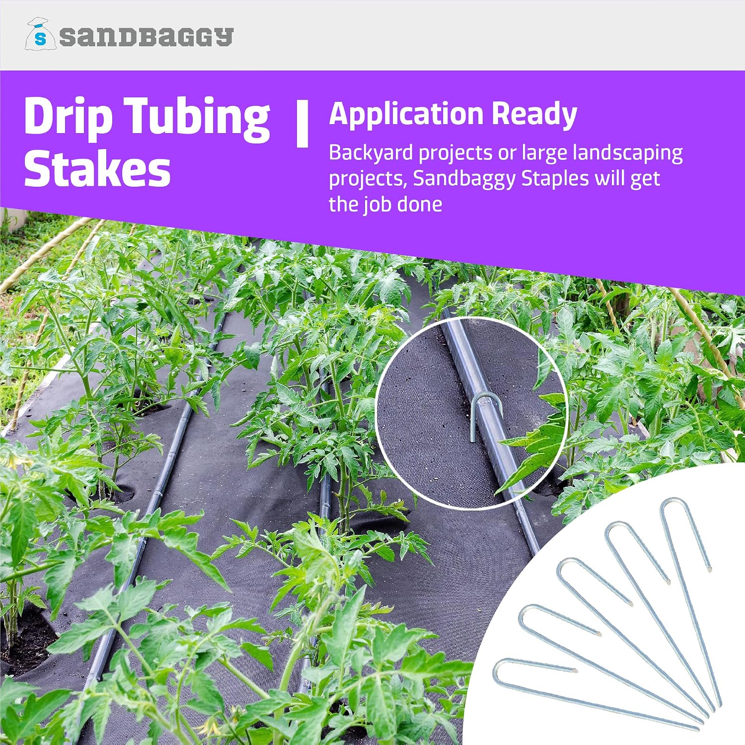 Sandbaggy 1500-Pack DRIP TUBING Stakes Landscape Staples | 5 inch Length - 11 Gauge Heavy Duty | Drip Anchors | Landscape Pins | Garden Lawn Nails | Designed to Hold Drip Tubing Up to 1/2' Diameter