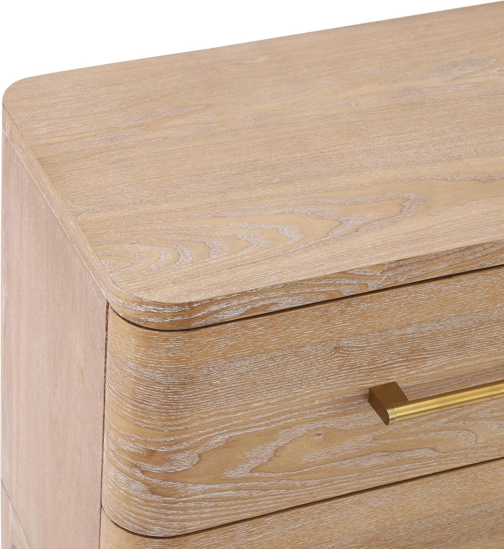 Christopher Knight Home Egbert Modern Nightstand with Drawers, Wooden Small Night Stand with Rounded Corners Design, Bedside Table/End Table for Bedroom, Multipurpose Storage Cabinet, Natural