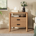 Christopher Knight Home Delwyn Modern Nightstand, Wooden Small Night Stand with Drawers and Open Storage Shelf, Bedside Table/End Table with Rounded Legs, Multipurpose Storage Cabinet, Natural
