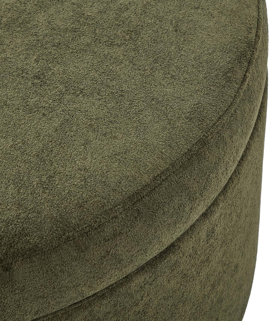 Christopher Knight Home Sadin Modern Round Ottoman with Storage for Living Room, Lift-Lid Storage Ottoman Coffee Table, Velvet Upholstered Ottoman Foot Rest, No Assembly Needed, Olive Green