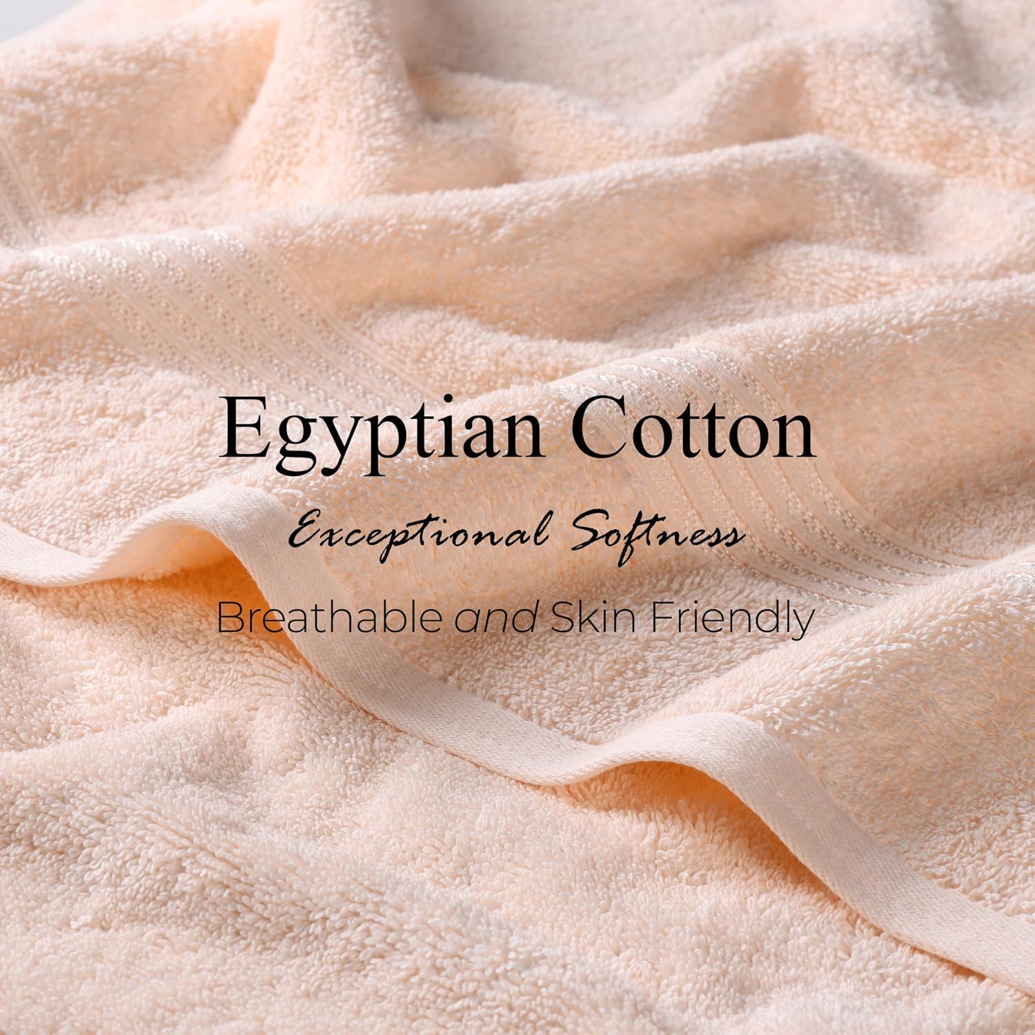 Superior Egyptian Cotton 9-Piece Towel Set, Assorted Towels for Home Bathroom, Guest Bath Decor Essentials, Includes 3 Bath, 3 Hand, 3 Face Towels/Washcloths, Quick Dry, Absorbent - Peach