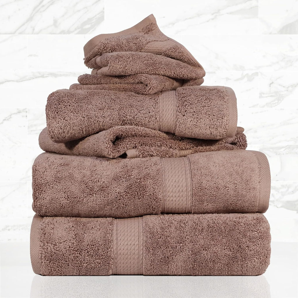 Superior Egyptian Cotton Ultra Plush & Absorbent, 6 Piece Set, Muted Mauve | Quick Dry, Soft Luxury Towel Set, Bath Essentials, Guest Bath, Spa, 2 Bath, 2 Hand, 2 Face Towels, Madeline Towels