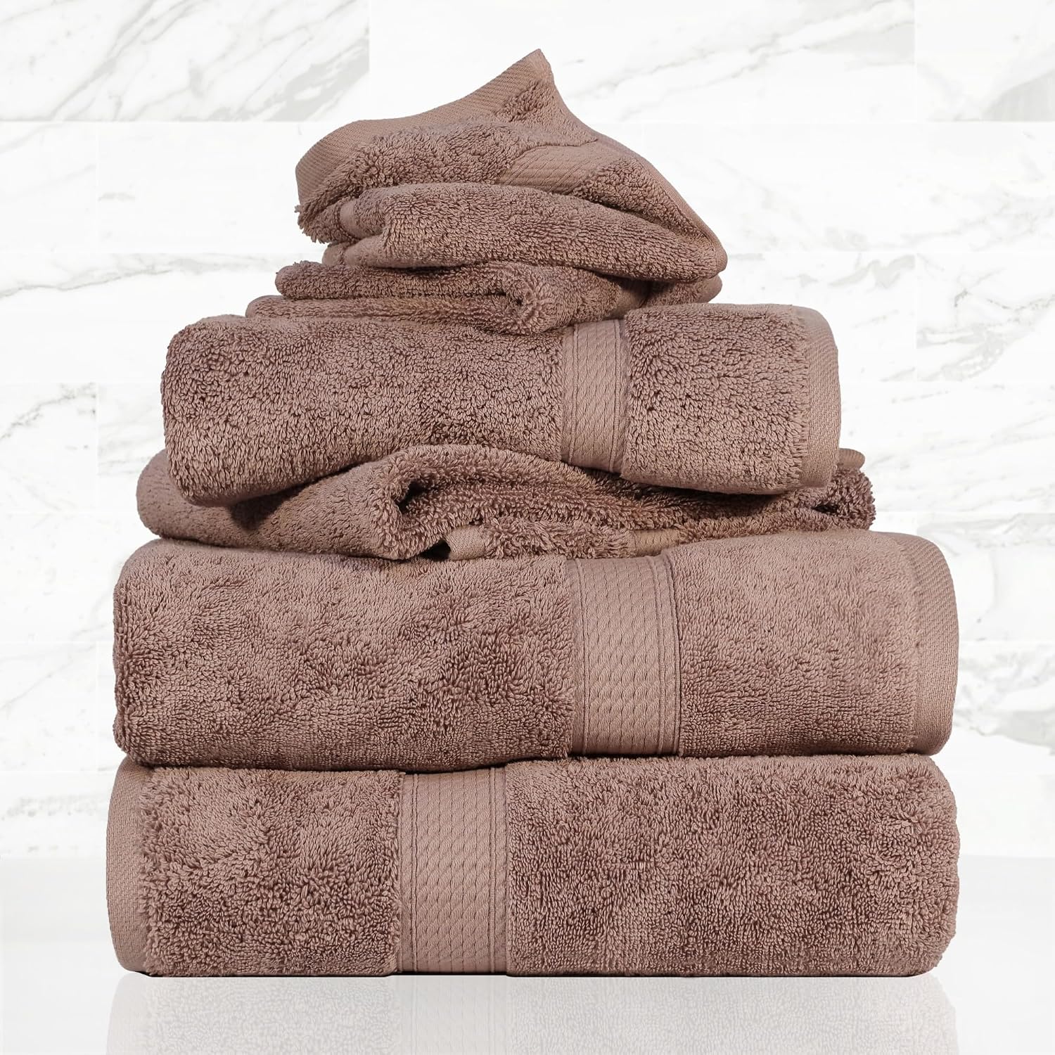 Superior Egyptian Cotton Ultra Plush & Absorbent, 6 Piece Set, Muted Mauve | Quick Dry, Soft Luxury Towel Set, Bath Essentials, Guest Bath, Spa, 2 Bath, 2 Hand, 2 Face Towels, Madeline Towels