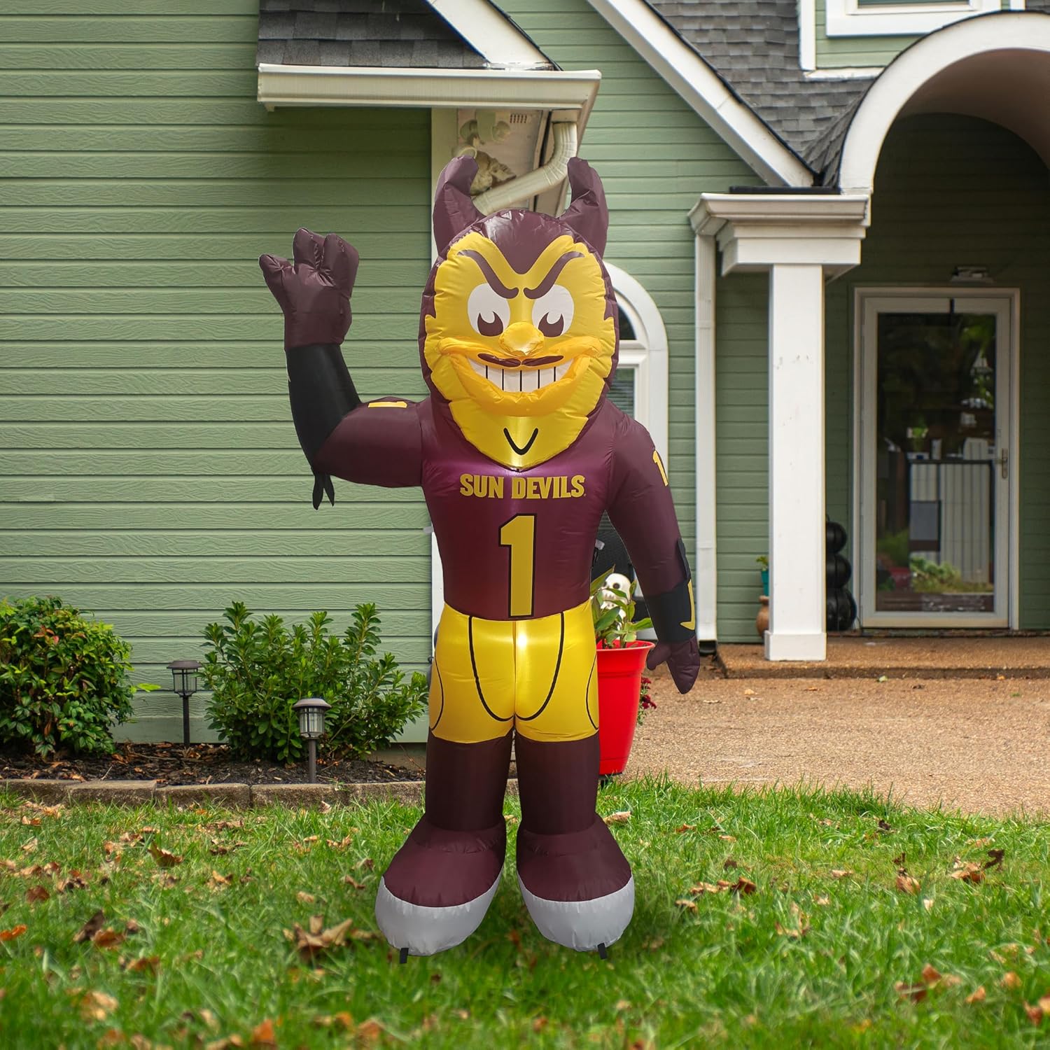 Logo Brands NCAA Arizona State Sun Devils 7 FT Inflatable Mascot -Powerful 12V Blower & Fast Setup – LED Yard Decoration for Game Day, Tailgates, Holidays – NCAA Team Outdoor Décor