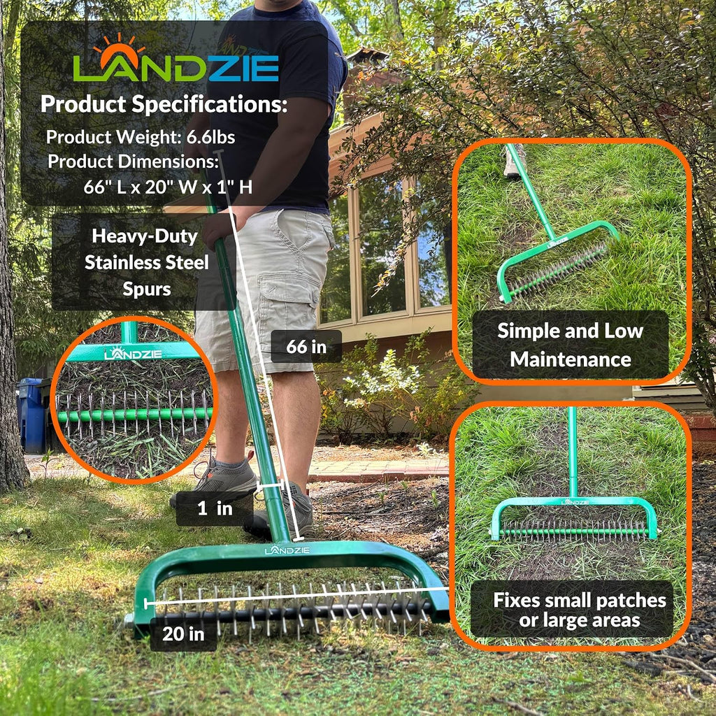 Landzie Overseeder - Rotary Cultivator Overseed Tool – Cuts Precise Channels in Soil to Improve Seed-to-Soil Contact and Boost Grass Seed Germination – Ideal for Reseeding and Soil Prep of your Greens