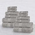 Superior Oregon Organic Cotton 12 Piece Towel Set, Heavyweight Towels for Bathroom Daily Use, Absorbent, Plush Eco-Friendly Bath Essentials, Includes 4 Bath, 4 Hand, 4 Face Towels, Silver