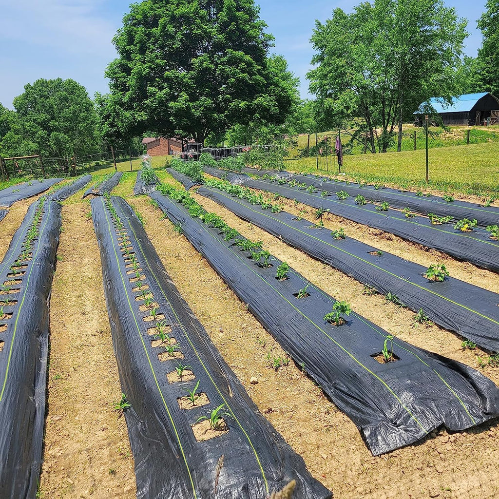 KANAGAWA 6oz Heavy Duty 8ft x 300ft Weed Barrier Fabric - Professional Woven Landscape Ground Cover with 90 Landscape Staples, Superior 6oz Density for Driveway Garden & Yard Greenhouse Gardening