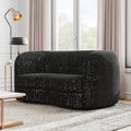 Furniture of America Nimiane Modern Boucle Loveseat Couch with Curved Arms and Wooden Legs, Comfy Fabric Upholstered Small Sofa for Living Room, Bedroom, Home Office, Black