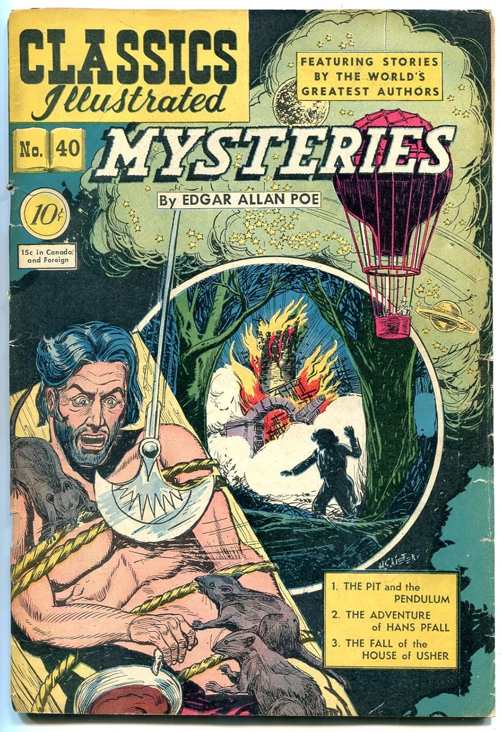 Mysteries by Edgar Allan Poe-CLASSICS ILLUSTRATED #40 HRN 40 VG
