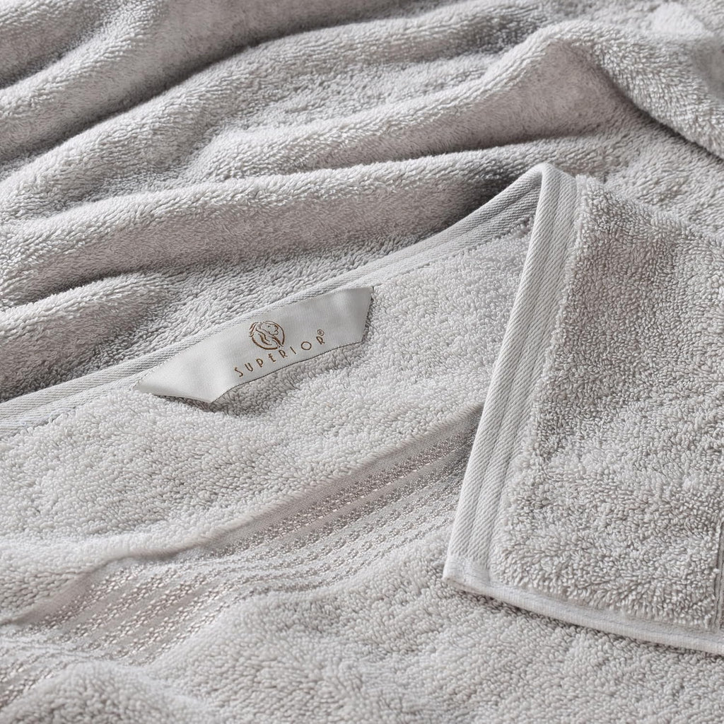 Superior Egyptian Cotton Towel Set, 6-Piece, Bathroom Essentials, Long Staple Combed Cotton, Absorbent, Fast Drying, Silver