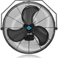 Tornado 24 Inch Outdoor Rated IPX4 Water-Resistant High Velocity Metal Industrial Workstation Wall Mount Fan For Commercial, Industrial, Residential, Greenhouse Use TEAO Motor 3 Speed UL Safety Listed