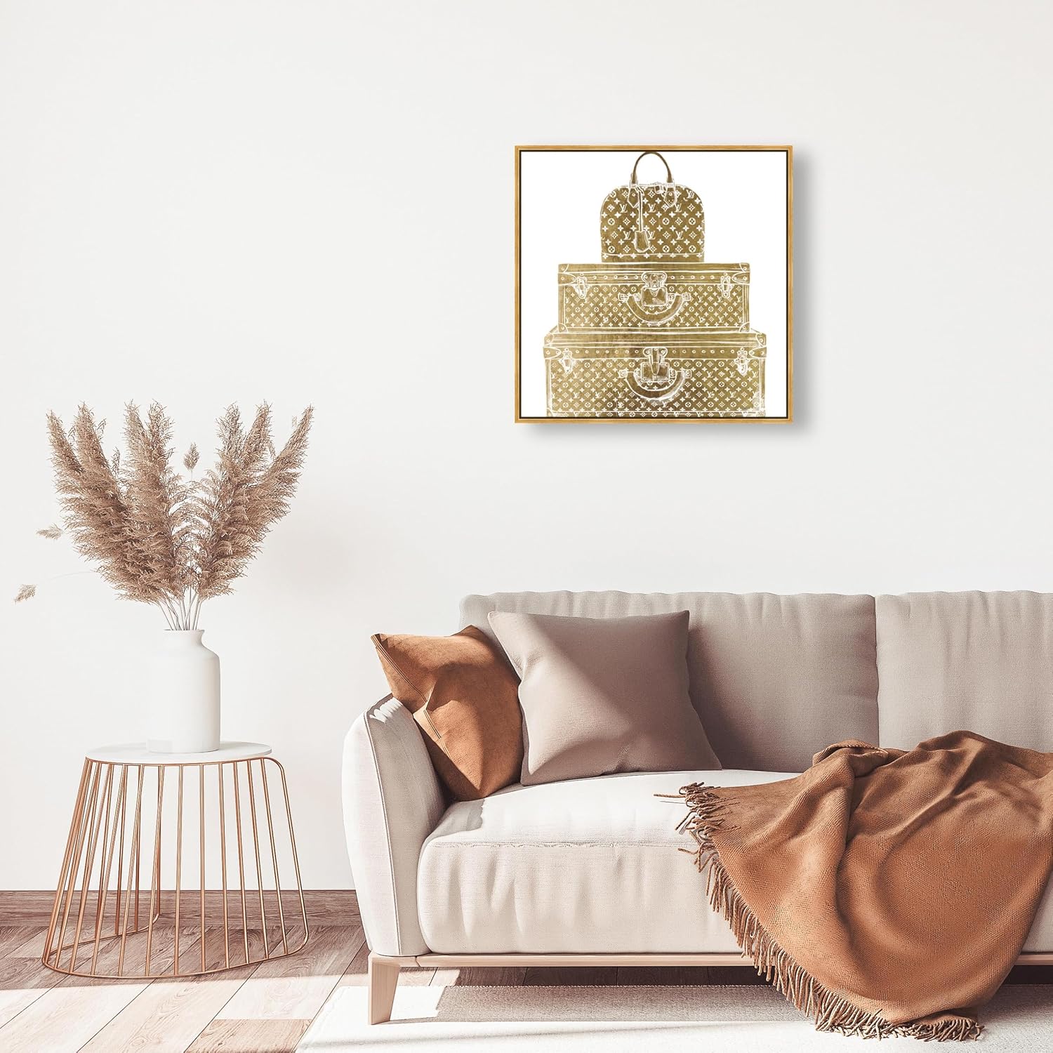 The Oliver Gal Artist Co. Fashion and Glam Framed Wall Art Canvas Prints 'Royal Bag and Luggage Gold Diecut' Travel Essentials