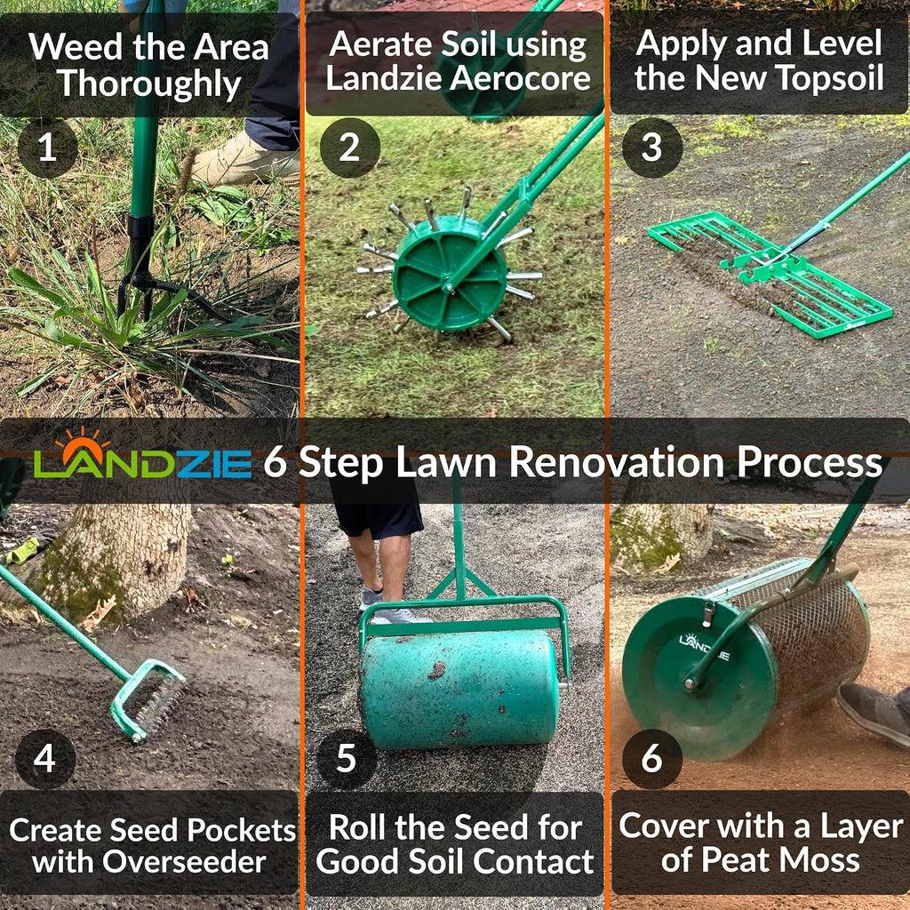Landzie Overseeder - Rotary Cultivator Overseed Tool – Cuts Precise Channels in Soil to Improve Seed-to-Soil Contact and Boost Grass Seed Germination – Ideal for Reseeding and Soil Prep of your Greens