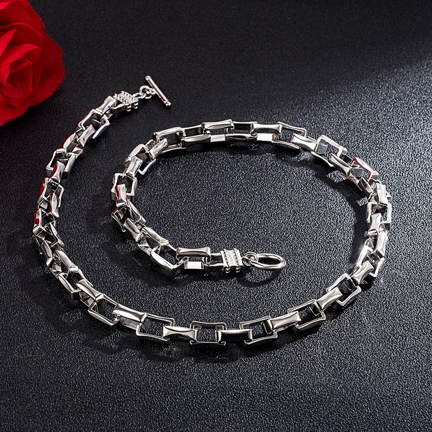 Dankadi Men Solid 925 Sterling Silver Cable Rolo Link Chain Necklace Women 9MM &10MM-Curb Cuban Chain Thick Big Choker 18' 20' 22' 24' 26 '28' 30' Fine Jewelry Gift