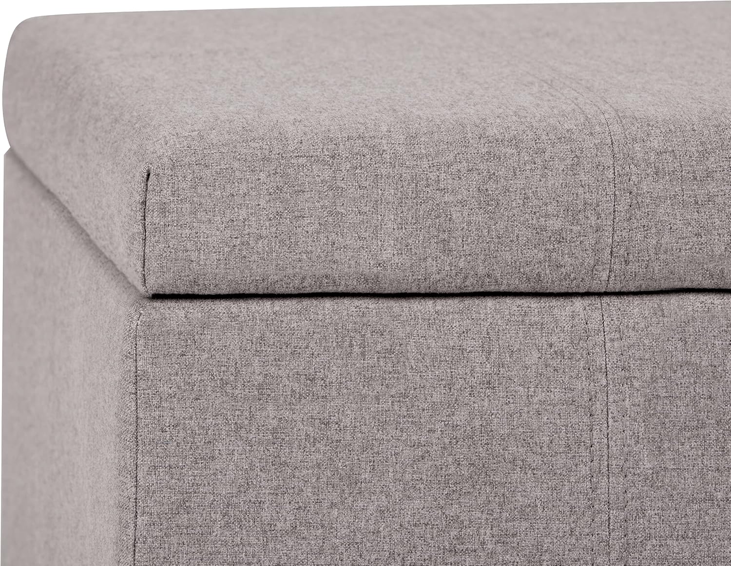 SIMPLIHOME Dover Storage Ottoman Bench - 36 inch Wide Upholstered Linen Look Fabric Rectangular Lift-Top Ottoman in Cloud Grey, Contemporary Bench for Living Room with Safety Hinges