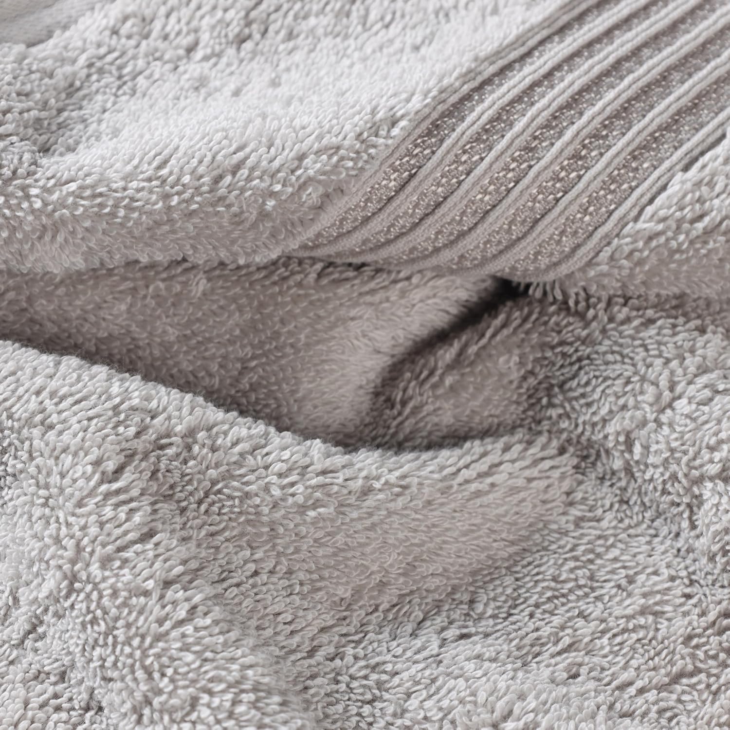 Superior Egyptian Cotton Towel Set, 6-Piece, Bathroom Essentials, Long Staple Combed Cotton, Absorbent, Fast Drying, Silver