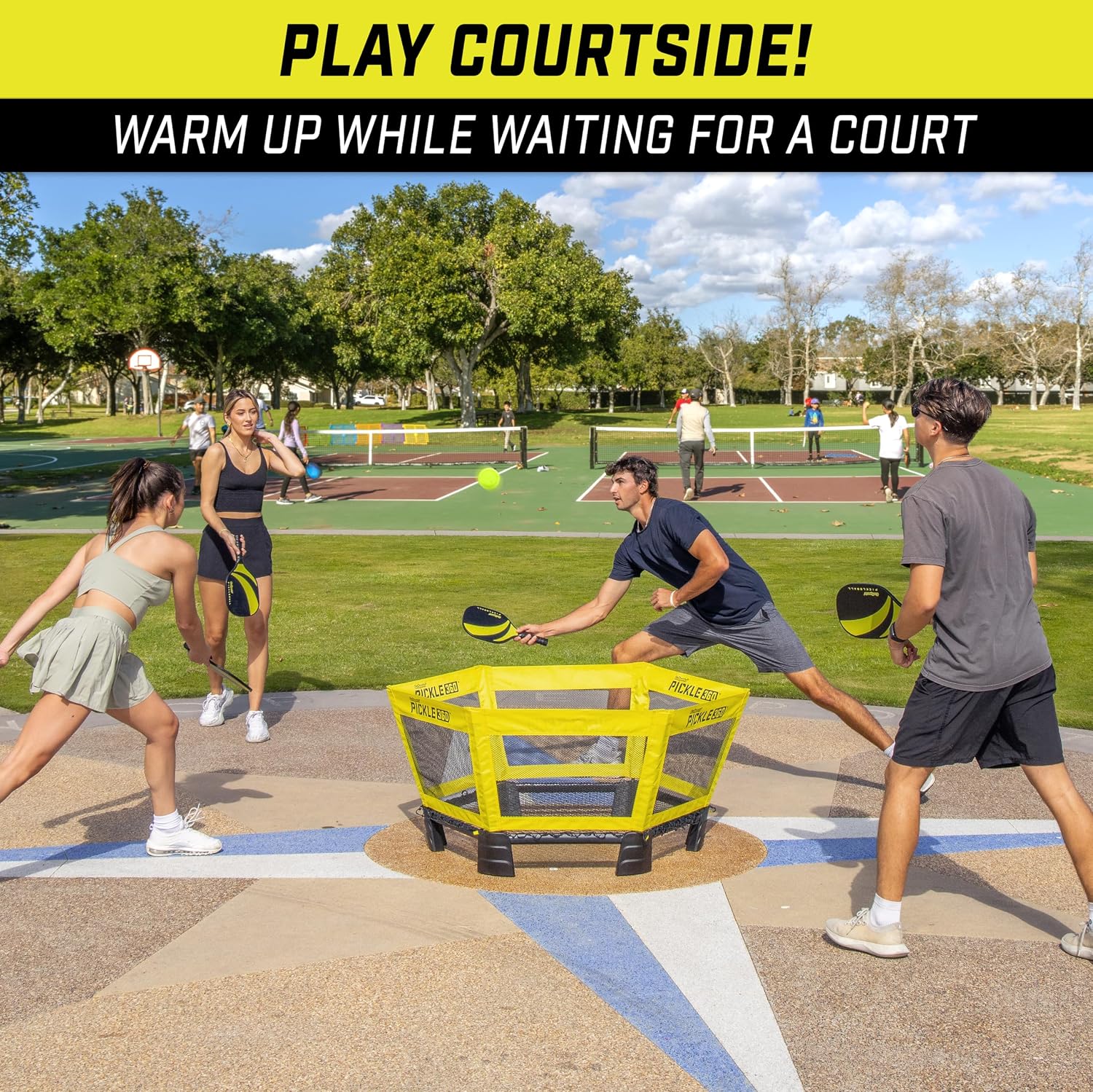 GoSports Pickle 360 Game Set – Pickleball Without a Court – Outdoor Lawn, Beach, and Backyard Paddle Ball Game