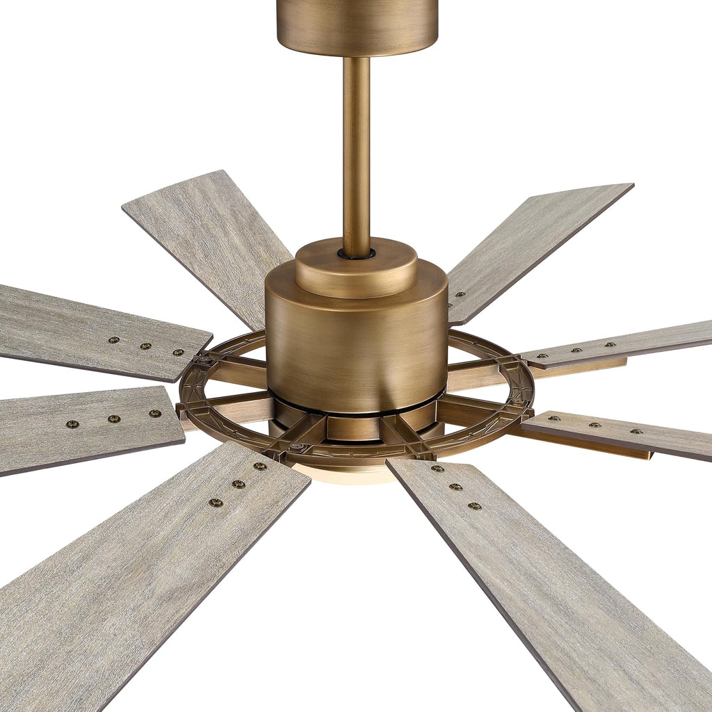 60 Inch Gold Ceiling Fan with Lights and Remote, Large Industrial Ceiling Fan Indoor & Outdoor for Gazebo Living Room Garage, Quiet DC Motor, 3 CCT, 6 Speed, Modern High Airflow Big Ceiling Fan