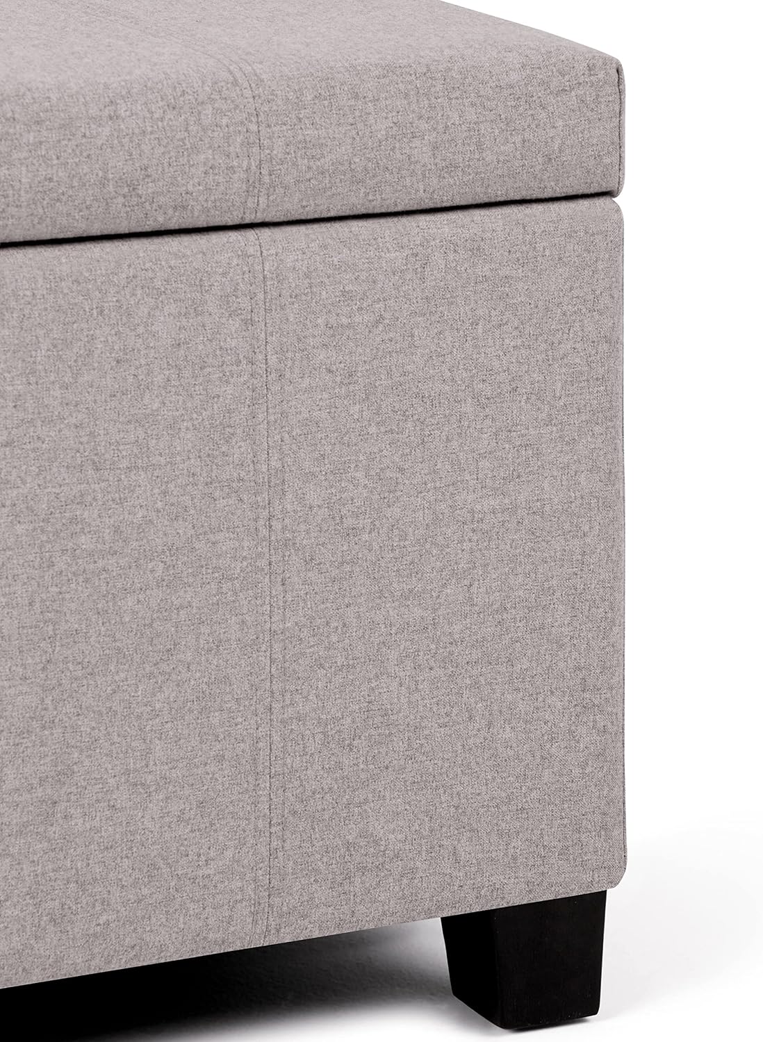 SIMPLIHOME Dover Storage Ottoman Bench - 36 inch Wide Upholstered Linen Look Fabric Rectangular Lift-Top Ottoman in Cloud Grey, Contemporary Bench for Living Room with Safety Hinges