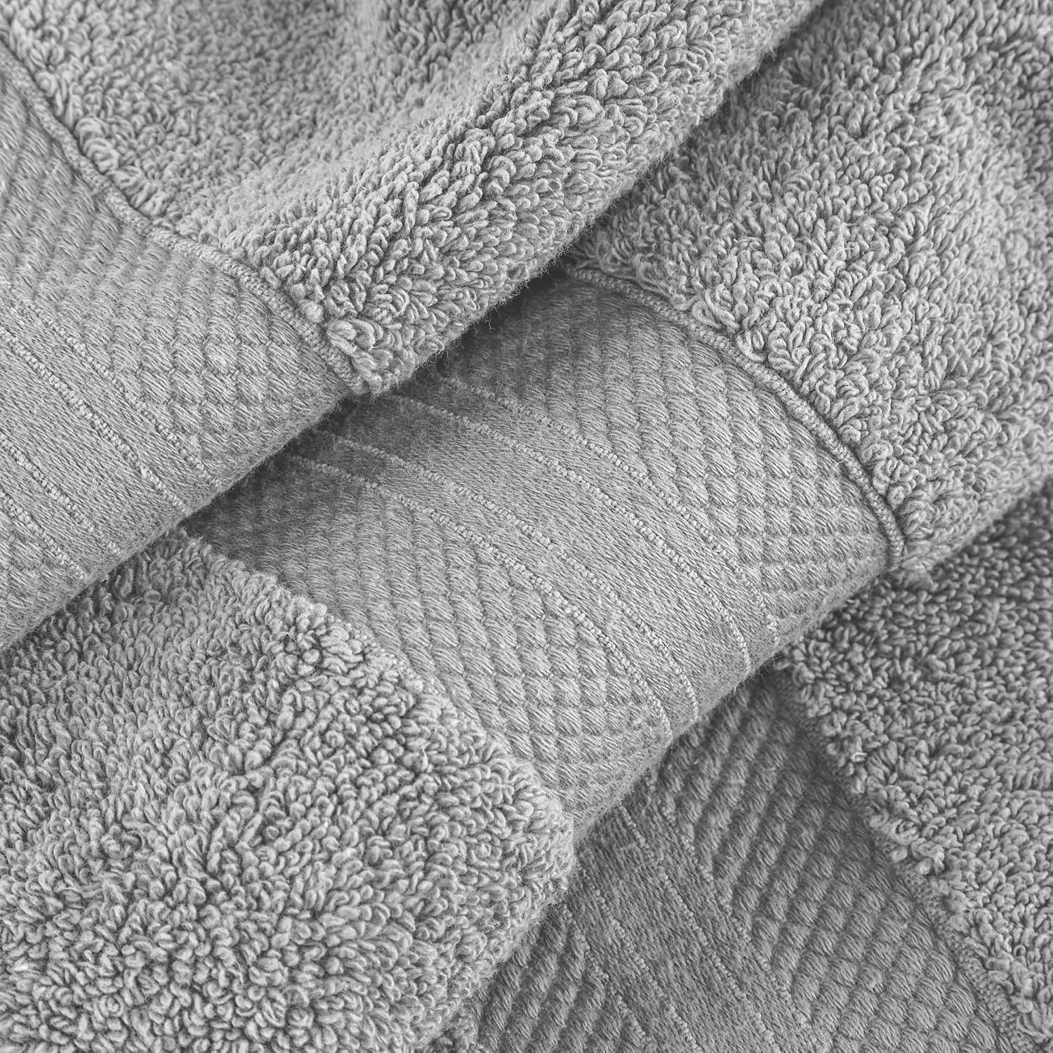 Superior Turkish Cotton 10-Piece Towel Set, 2 Bath, 4 Hand, 4 Face Towels/Washcloth for Home, Guest, Master Bathroom Essentials, Hotel, Spa, Shower, Soft, Heavyweight, Aria Collection, Grey