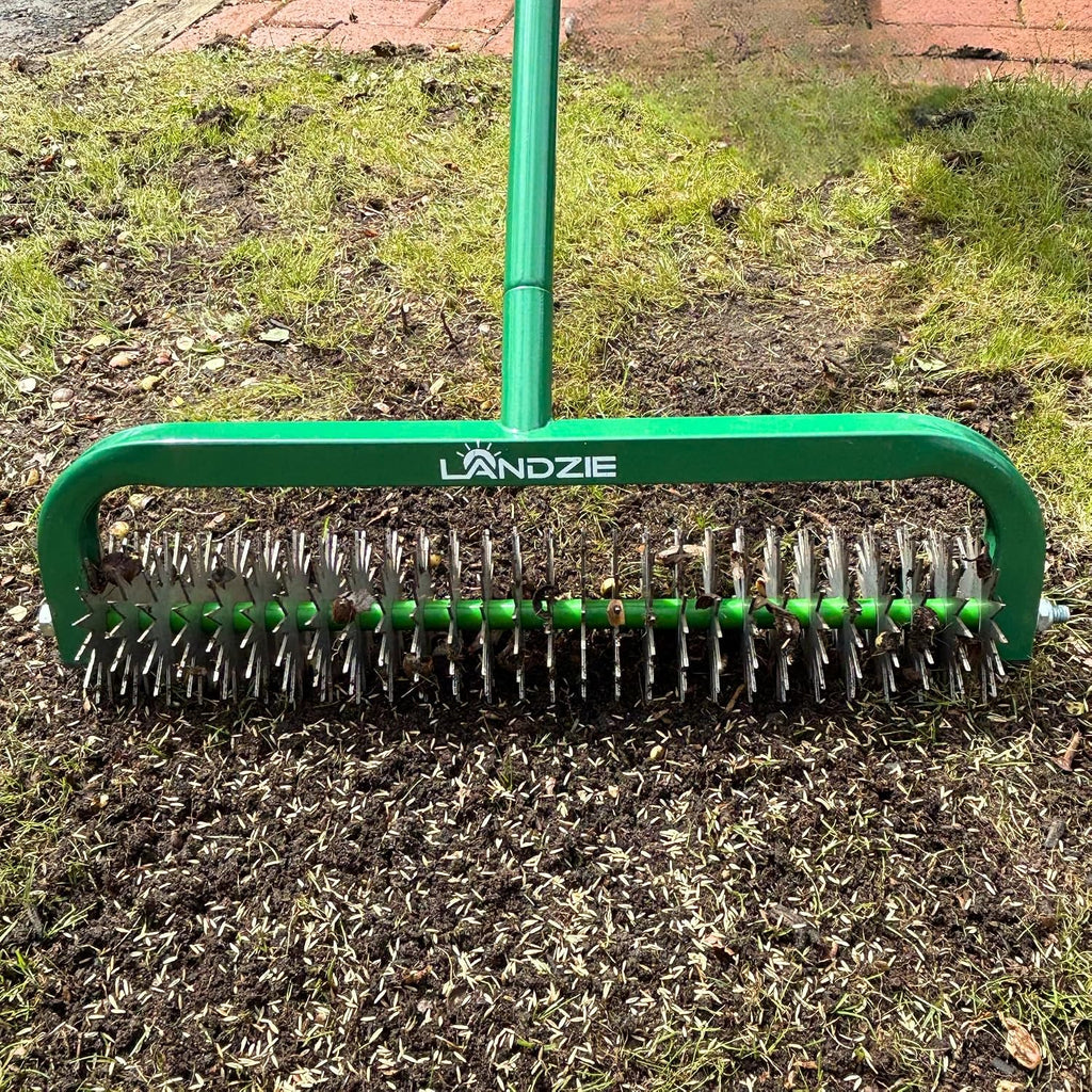 Landzie Overseeder - Rotary Cultivator Overseed Tool – Cuts Precise Channels in Soil to Improve Seed-to-Soil Contact and Boost Grass Seed Germination – Ideal for Reseeding and Soil Prep of your Greens