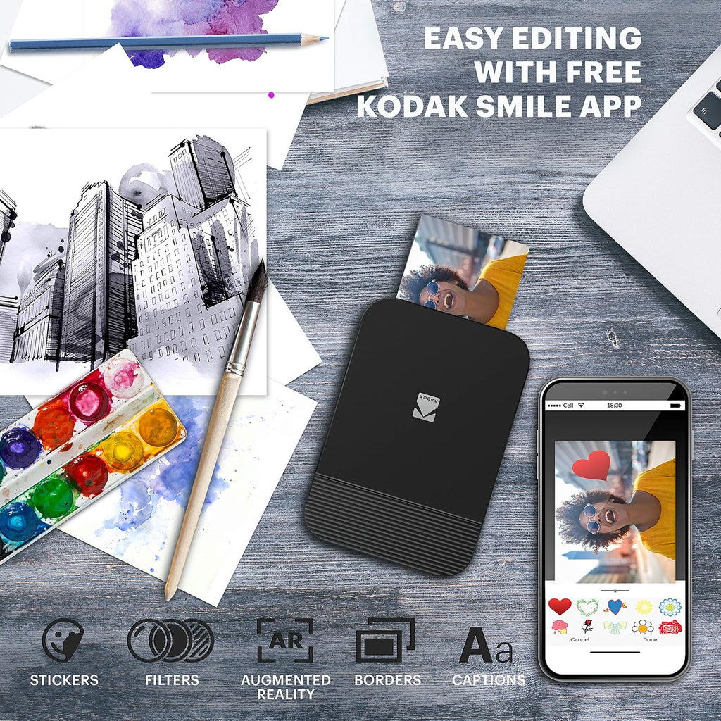 KODAK Smile Instant Digital Printer (Black/White) Soft Case Kit