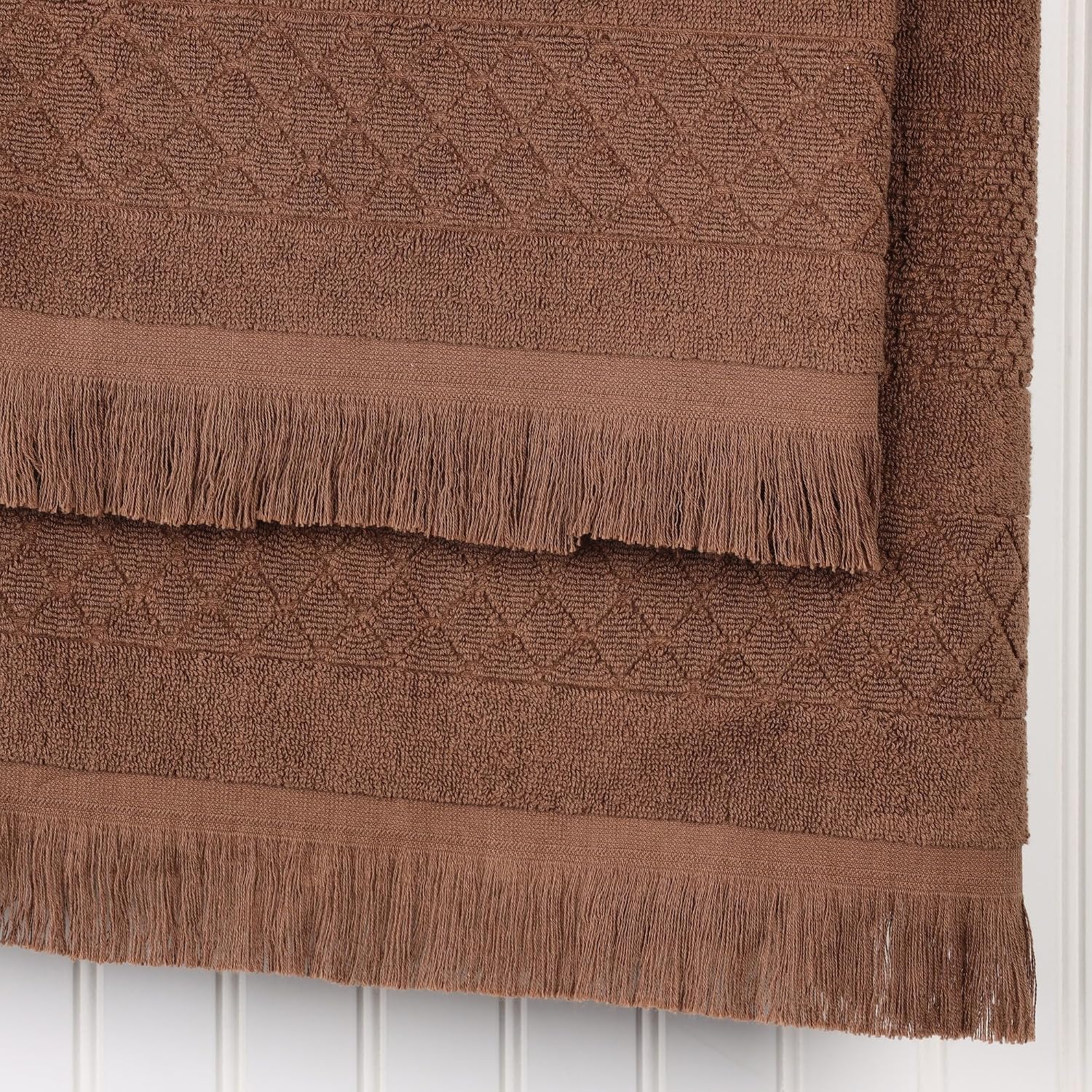 Superior Cotton 12 Piece Towel Set, Quick Dry, Bathroom Essentials, Shower, Spa, Luxury Plush Soft Absorbent Towels, Includes 4 Bath, 4 Hand, 4 Washcloth/Face Towels, Rolla Collection, Chocolate