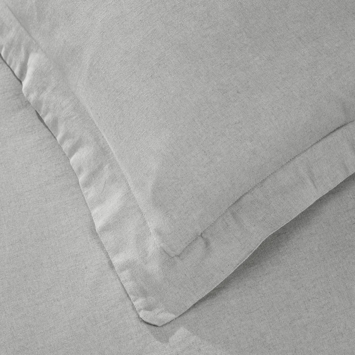 Superior Cotton Linen Duvet Cover Set, Chic Decor for Bedroom, Includes 1 Duvet Cover with Button Closure, 2 Pillow Shams, Boho Aesthetic Bedding Essentials, Soft, Lightweight, Full/Queen, Silver