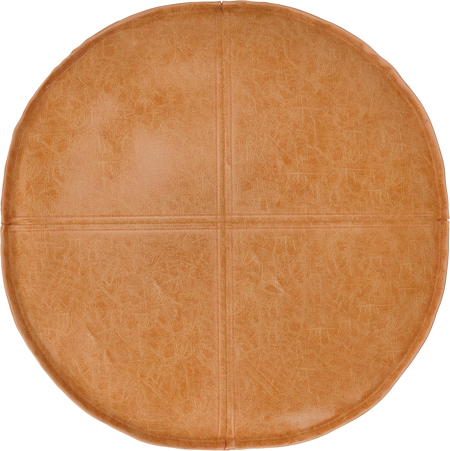 SIMPLIHOME Brody Round Pouf - 20 inch Wide Upholstered Vegan Leather Ottoman in Distressed Brown, Boho Footstool or Extra Seating for Living Room or Bedroom with Polystyrene Filling, Assembled