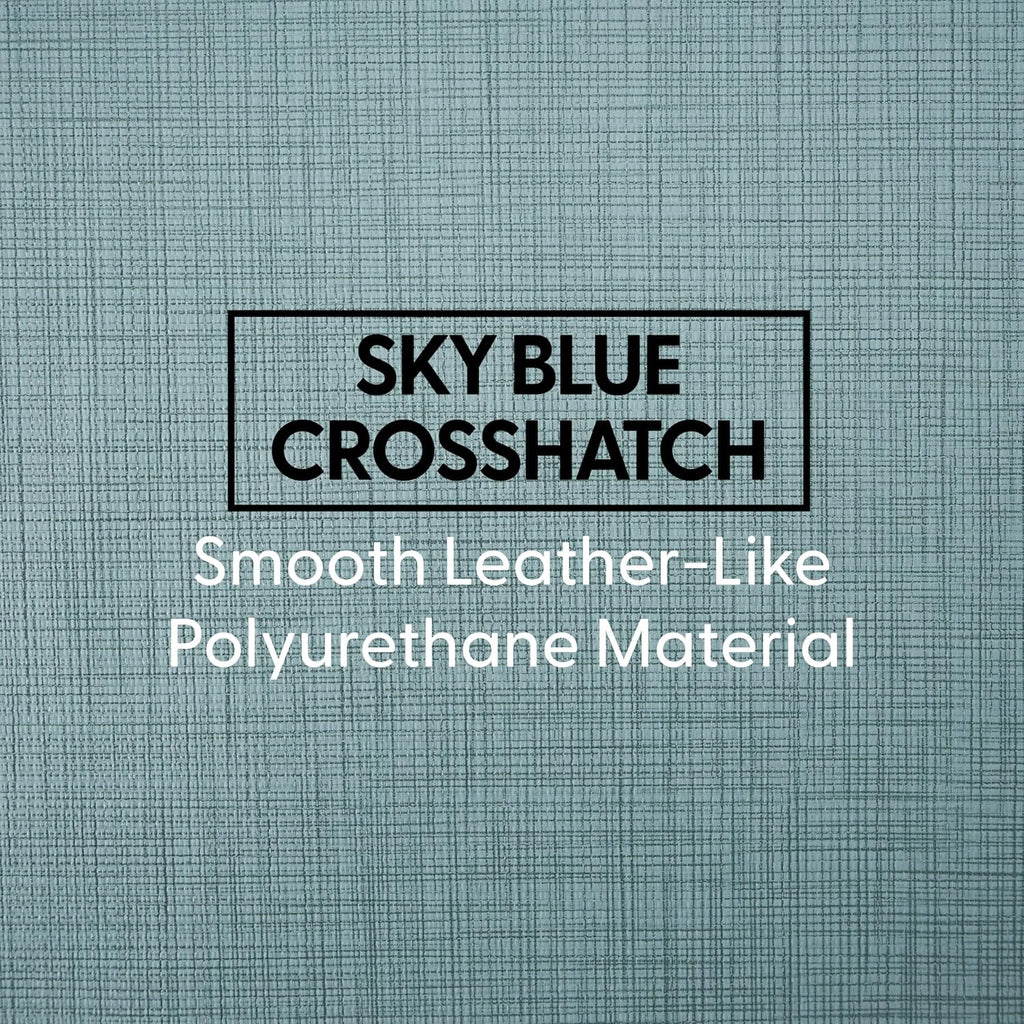 FDP Pro Series Cog Accent Ottoman (18' Height) Hand Upholstered Commercial Furniture for Hotel Lobby, Office, Restaurant, Home and More Collaborative and Configurable Seating - Sky Blue Crosshatch