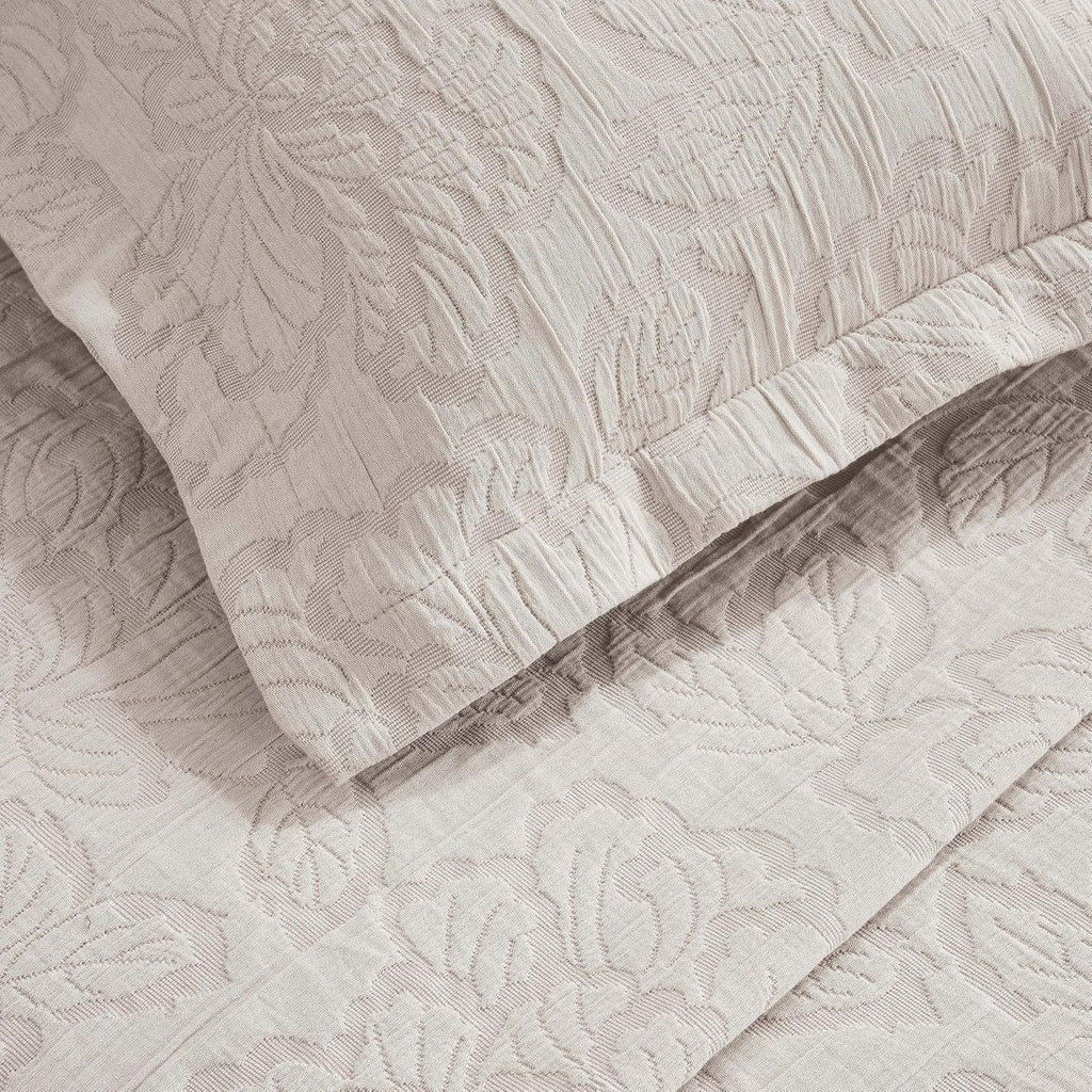 Superior 3 Piece Cotton Bedspread Set, Home Bed Decor, Decorative Bed Spread, 2 Pillow Shams, Medium Weight Blanket, Matelasse Coverlet Bedding, Hibiscus Collection, California King, Blush